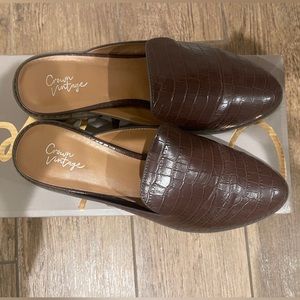 Crown Vintage brown croc mules